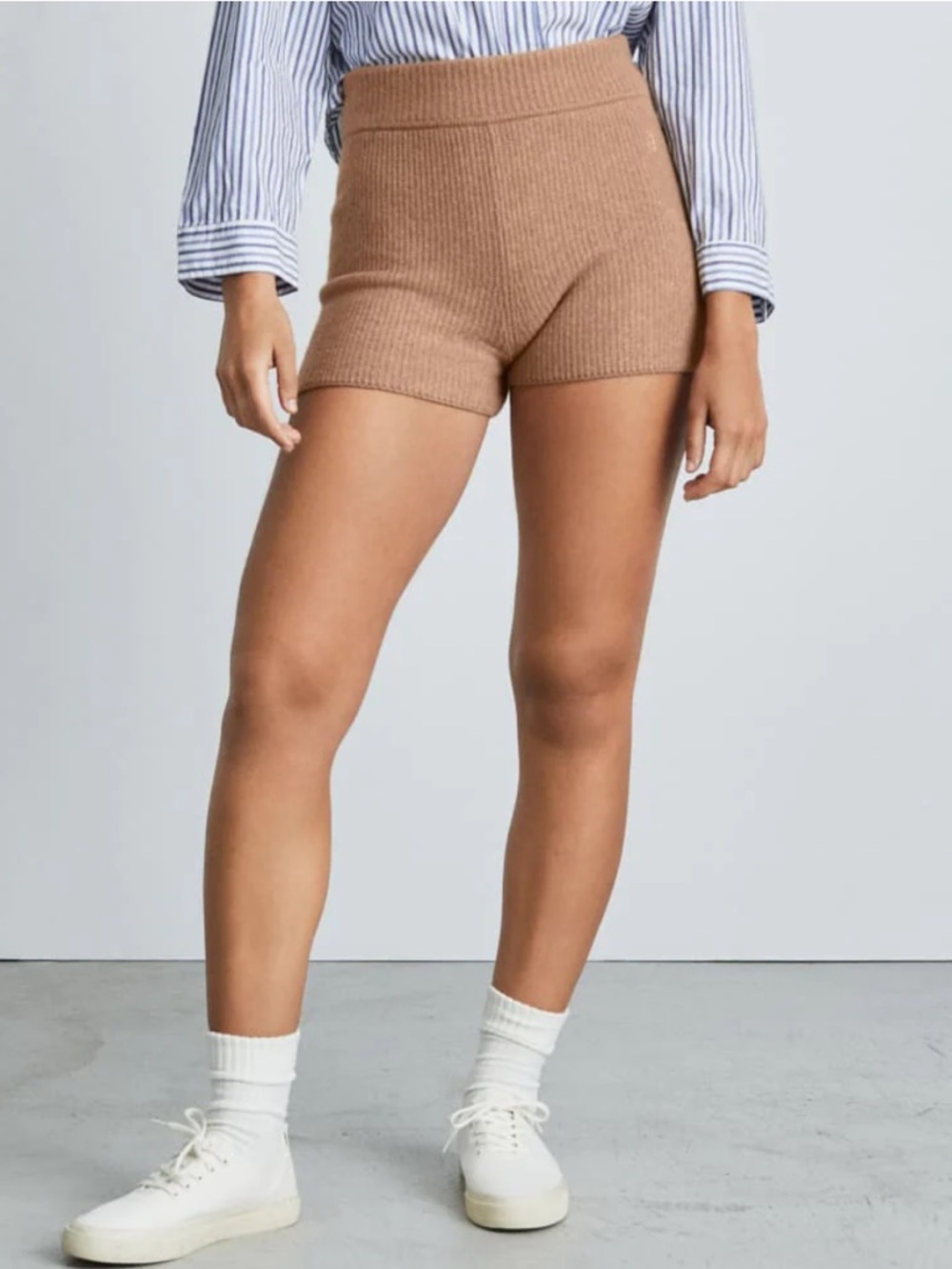 SALE! NWOT Everlane High-Waist Knit Shorts Camel Brown Medium